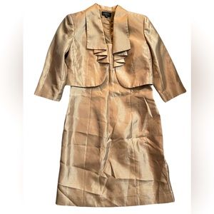 TAHARI Champagne Gold 2 piece Petite Dress